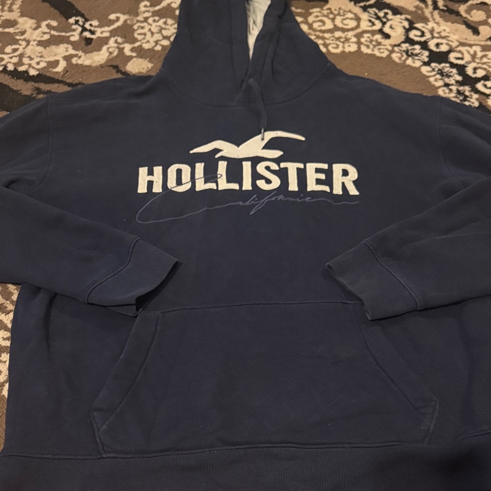 Hollister Men's Deep Blue Hoodie